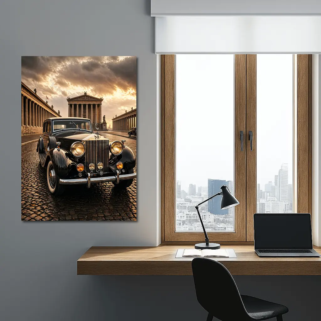 Rolls Royce Classic Car Ancient Temple Street – Wall Art