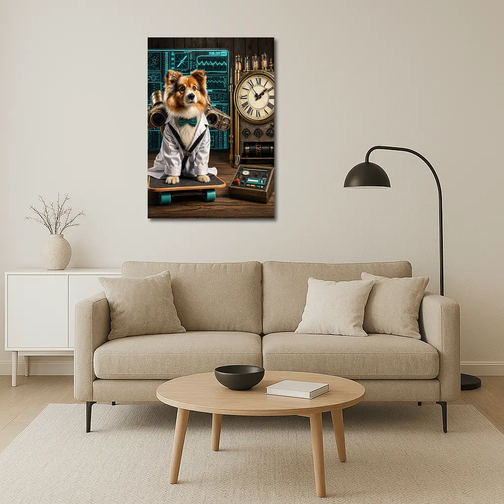 Shetland Sheepdog Scientist Steampunk Lab Setting – Wall Art