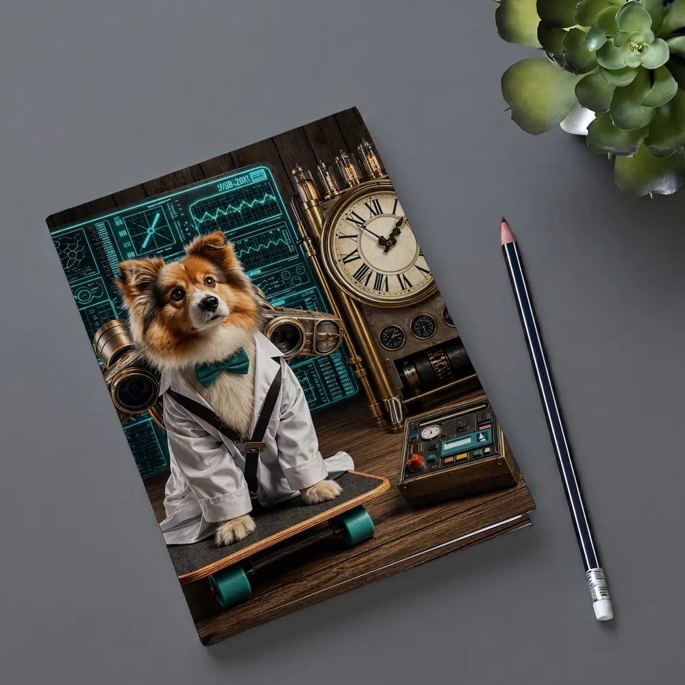 Shetland Sheepdog Scientist Steampunk Lab Setting – Notebooks