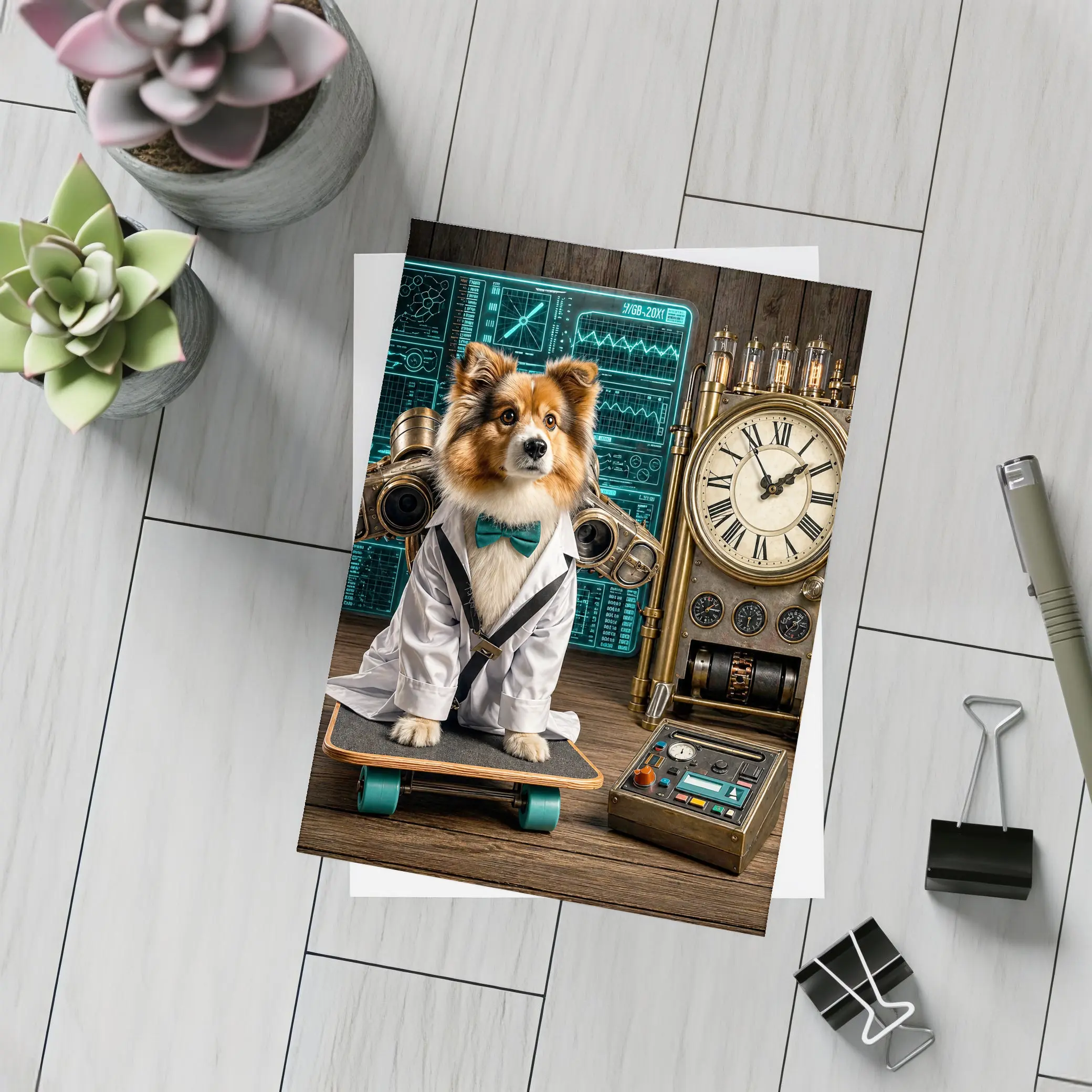 Shetland Sheepdog Scientist Steampunk Lab Setting – Postcards