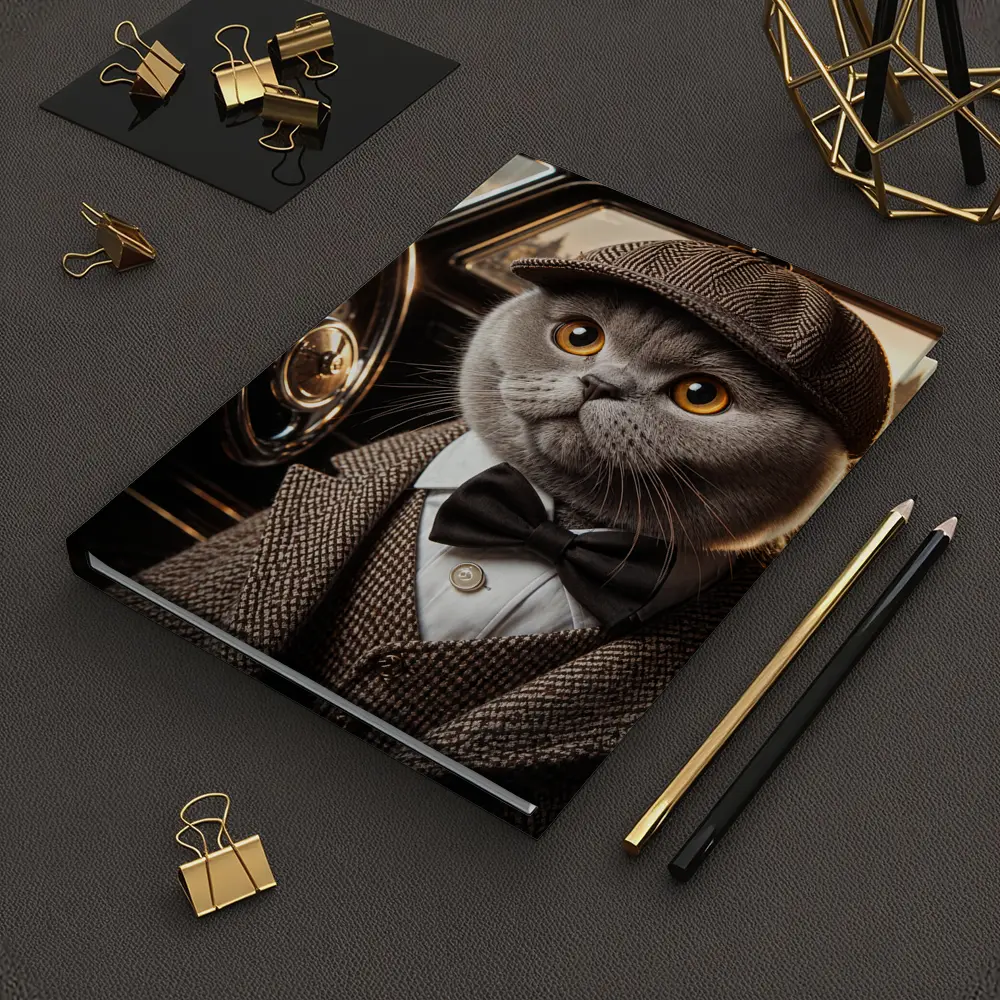 Scottish Fold Cat Detective Wearing Tweed Suit – Notebooks