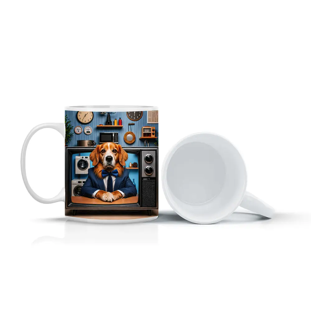 Beagle in Suit Retro TV Vintage Interior – Mugs