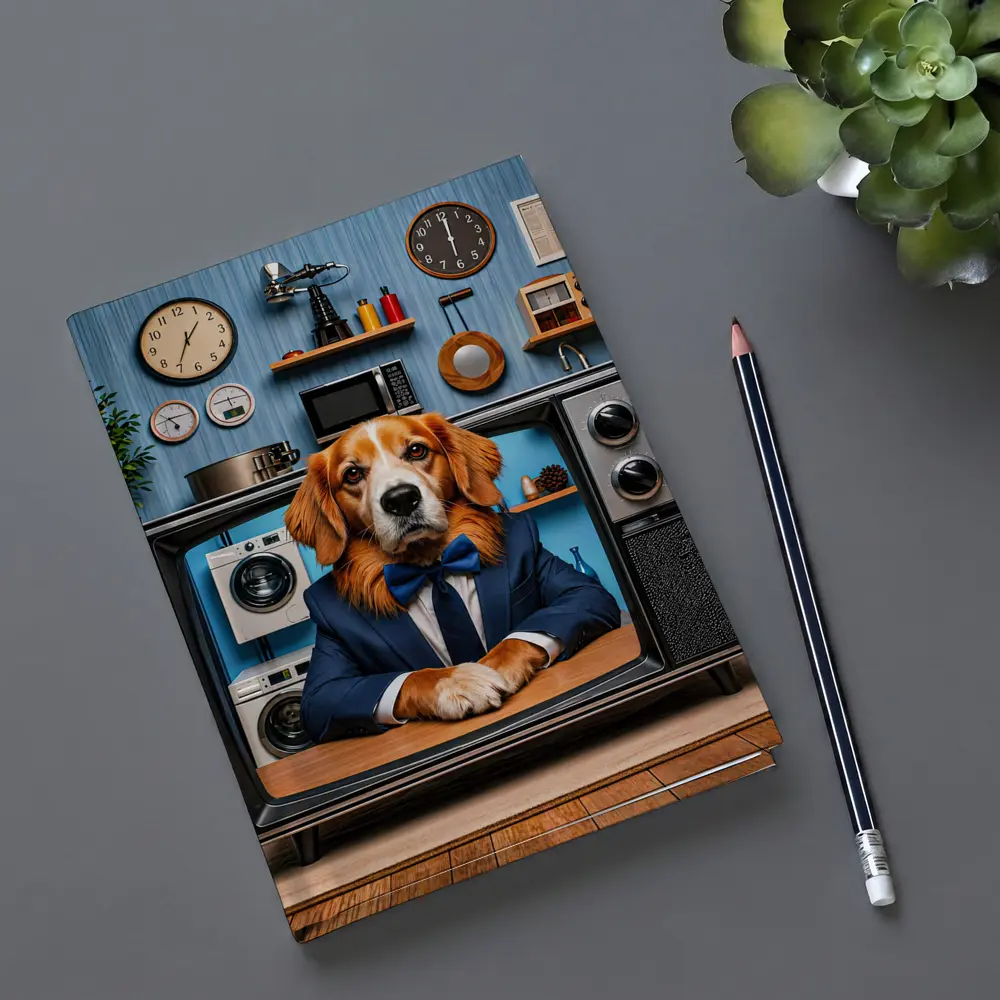 Beagle in Suit Retro TV Vintage Interior – Notebooks
