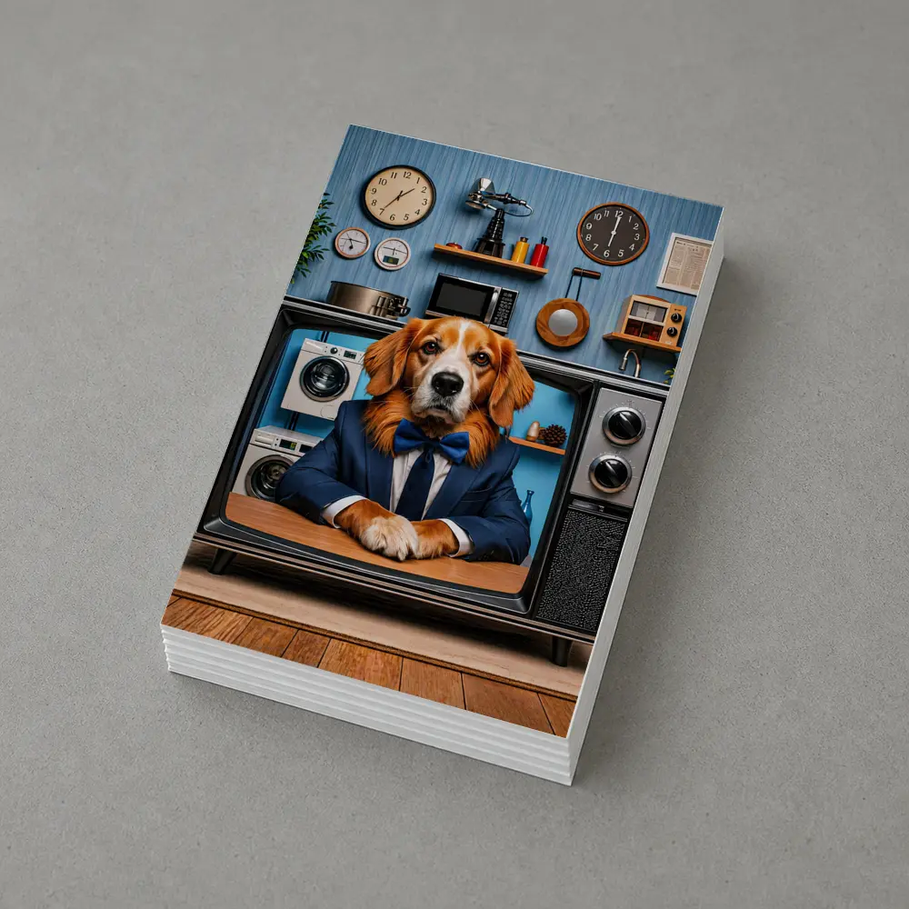 Beagle in Suit Retro TV Vintage Interior – Postcards