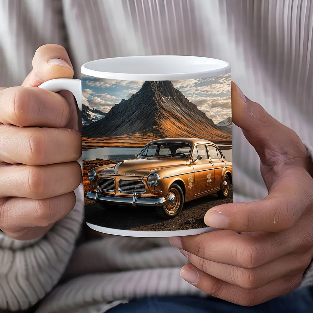 Gold Volvo Amazon Classic Mountain Landscape – Mugs