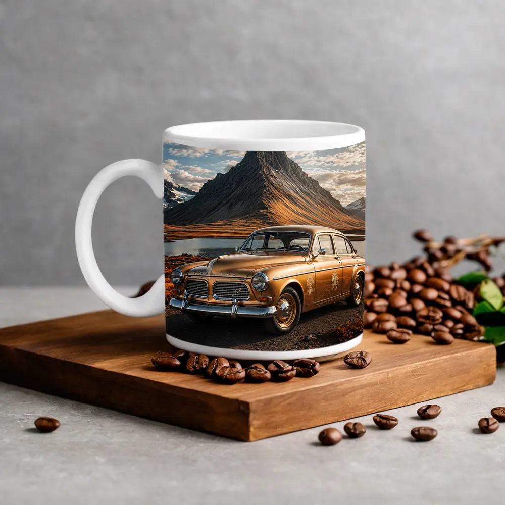 Gold Volvo Amazon Classic Mountain Landscape – Mugs
