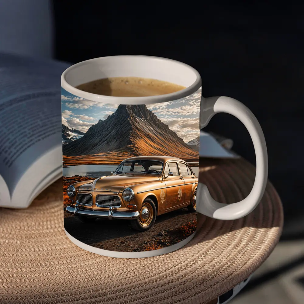 Gold Volvo Amazon Classic Mountain Landscape – Mugs