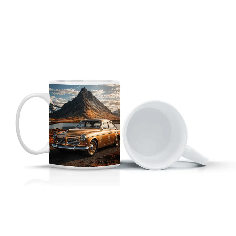 Gold Volvo Amazon Classic Mountain Landscape – Mugs