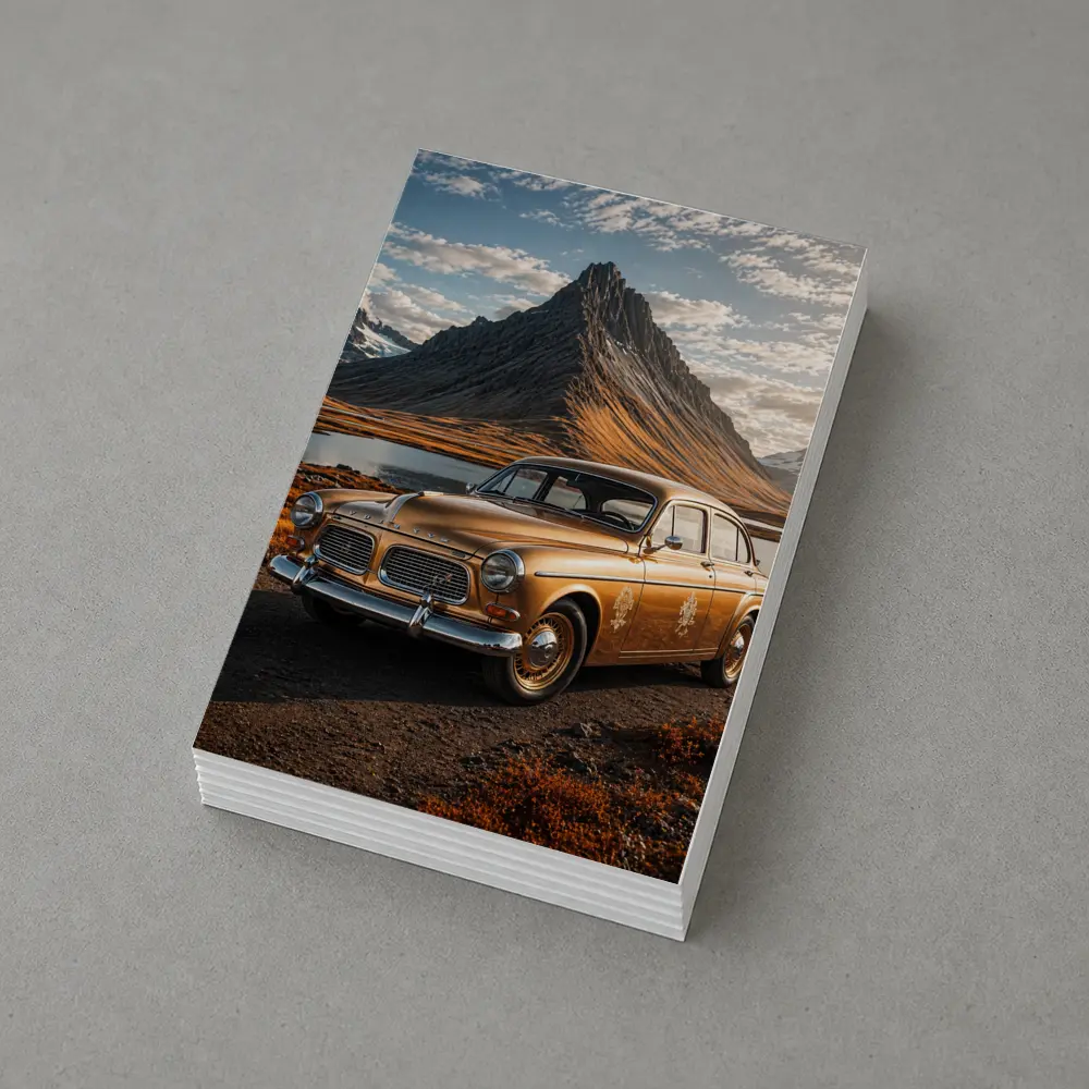Gold Volvo Amazon Classic Mountain Landscape – Postcards