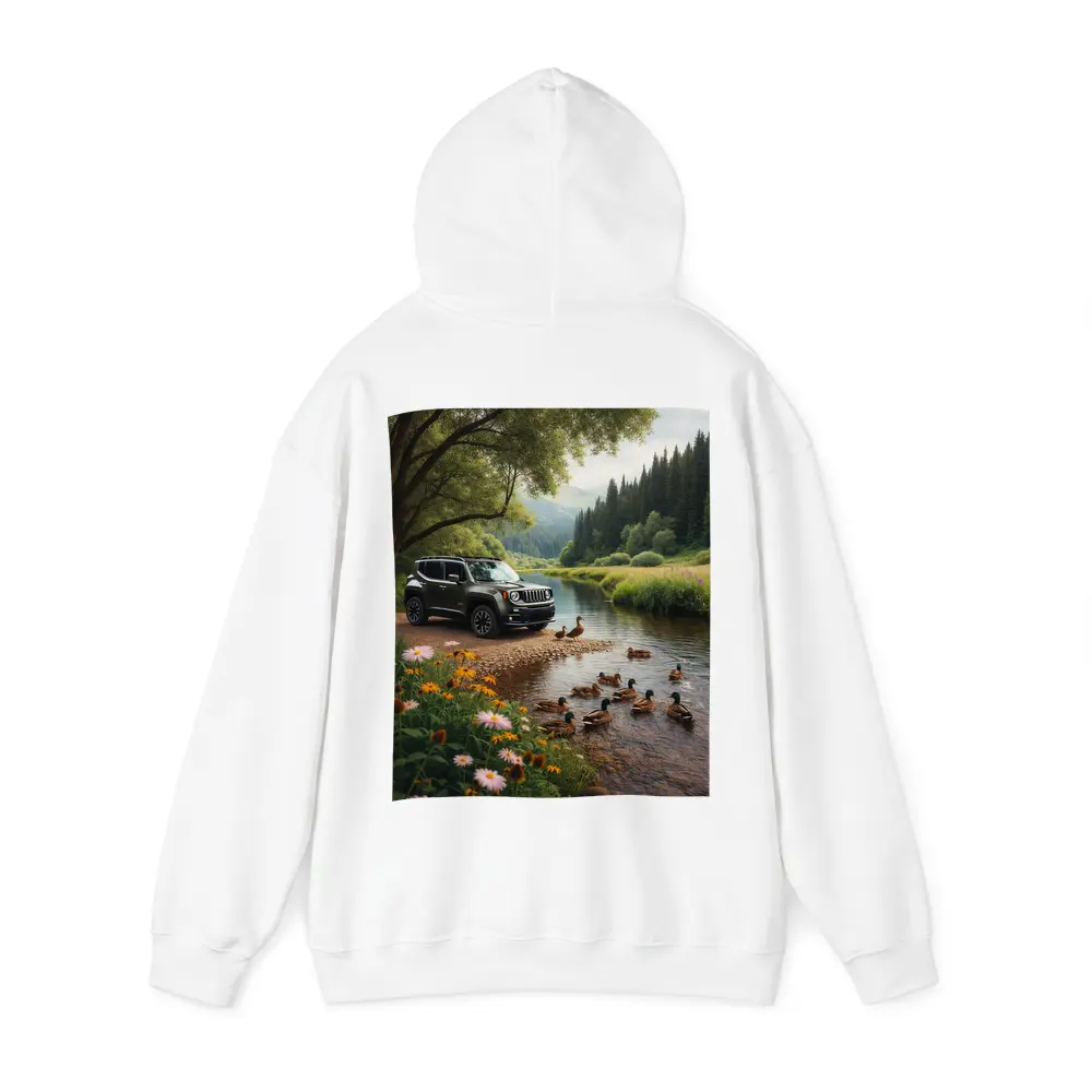 Jeep Renegade Parked By Peaceful River – Hoodies