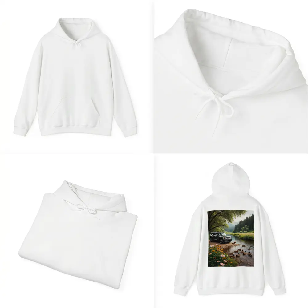 Jeep Renegade Parked By Peaceful River – Hoodies
