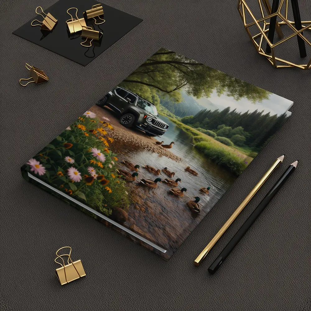 Jeep Renegade Parked By Peaceful River – Notebooks