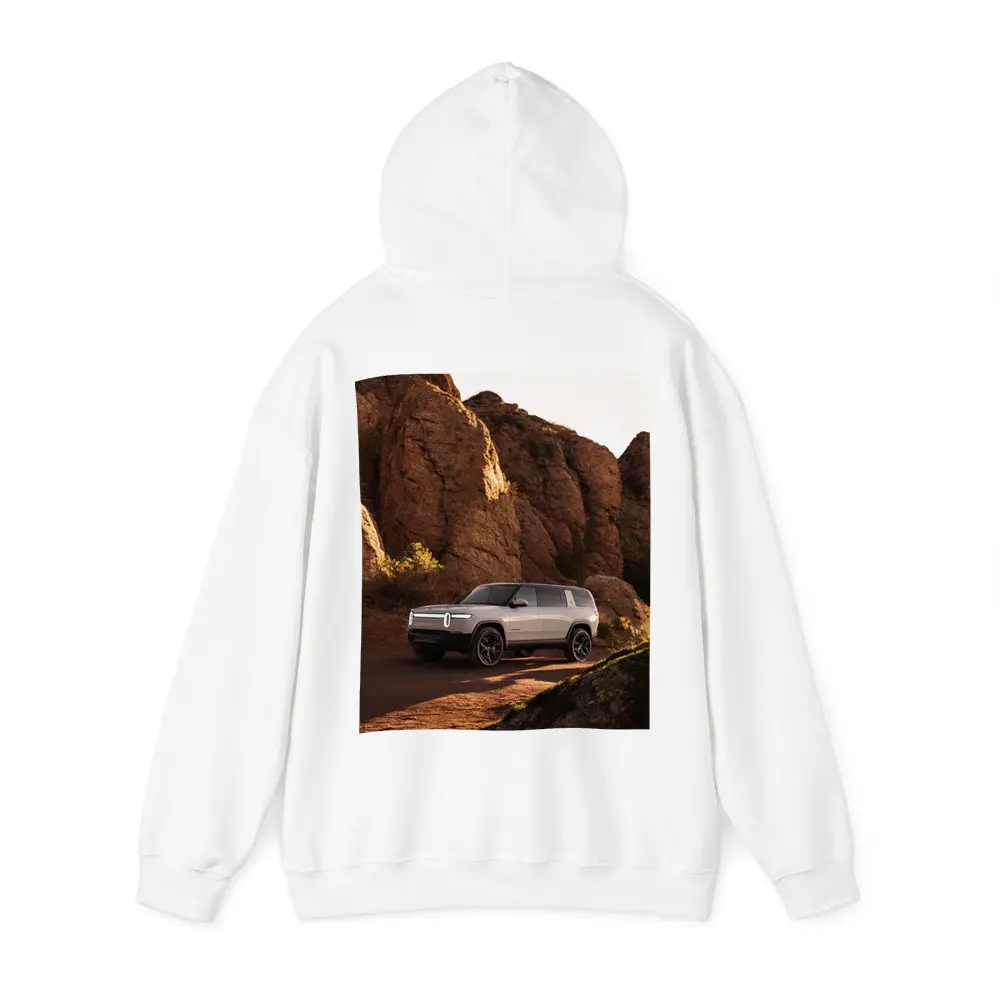 Rivian R1S SUV Rocky Desert Landscape – Hoodies