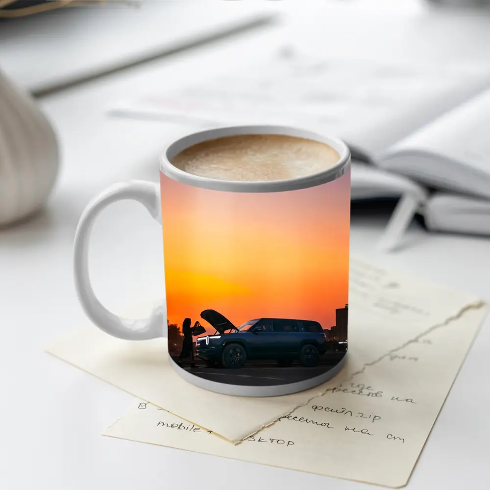 Rivian R1S Electric SUV City Sunset – Mugs