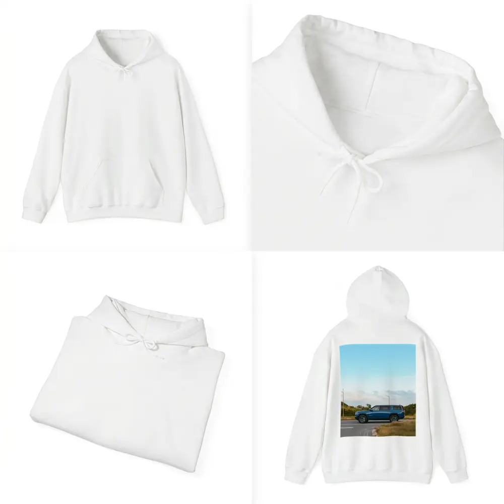 Rivian R1S Blue SUV Open Road – Hoodies