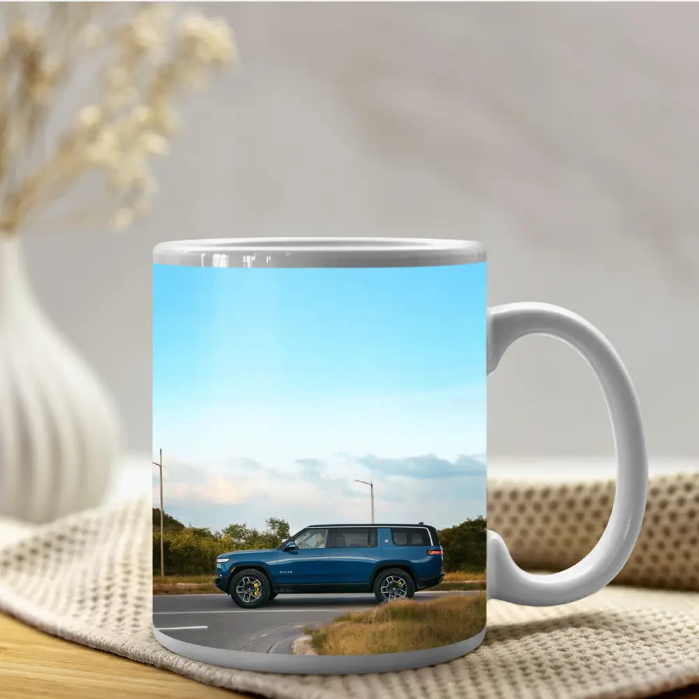 Rivian R1S Blue SUV Open Road – Mugs