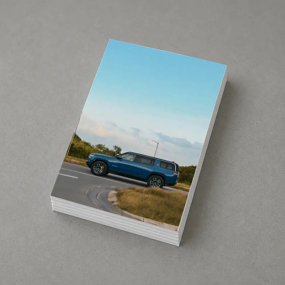 Rivian R1S Blue SUV Open Road – Postcards