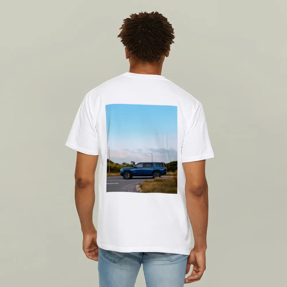 Rivian R1S Blue SUV Open Road – T-Shirts