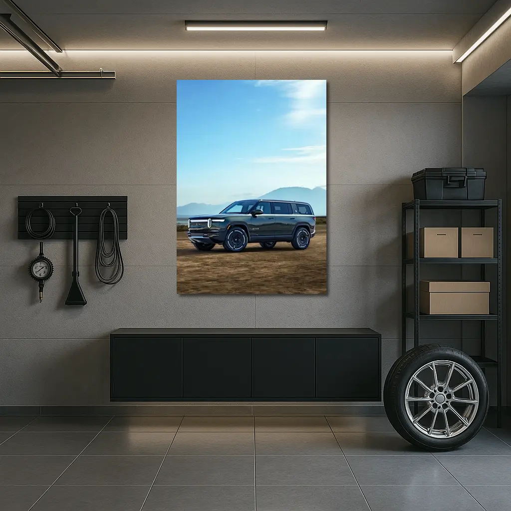 Rivian R1S SUV Mountain Desert Backdrop – Wall Art