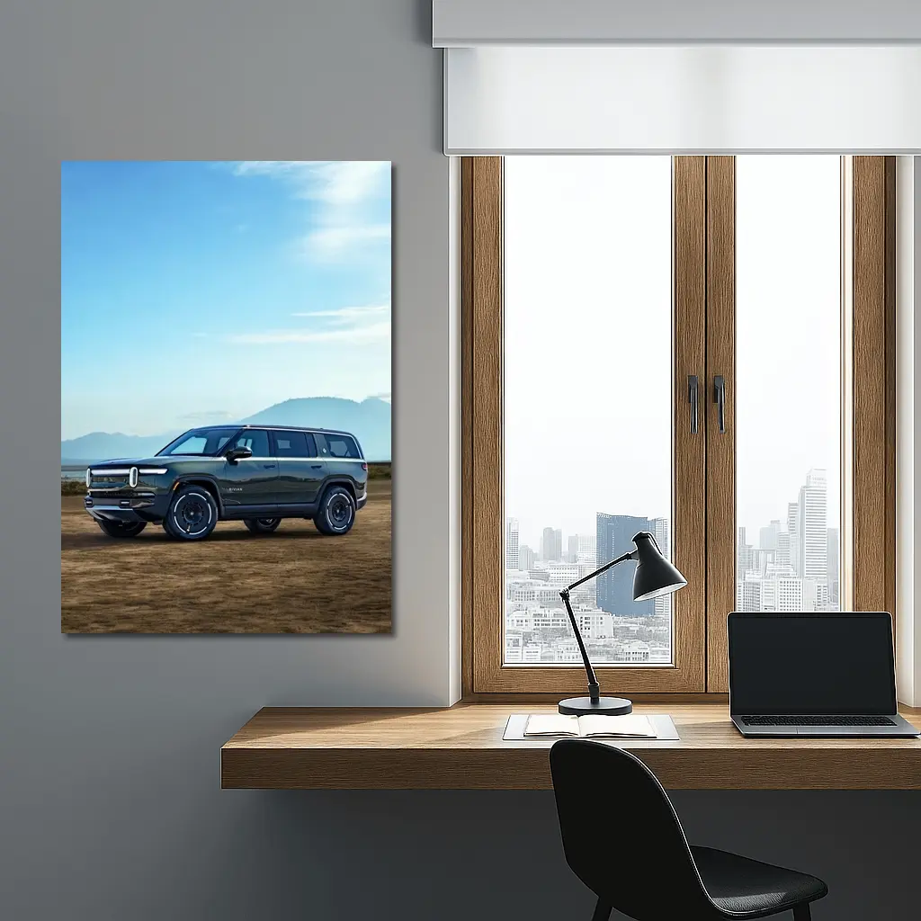 Rivian R1S SUV Mountain Desert Backdrop – Wall Art