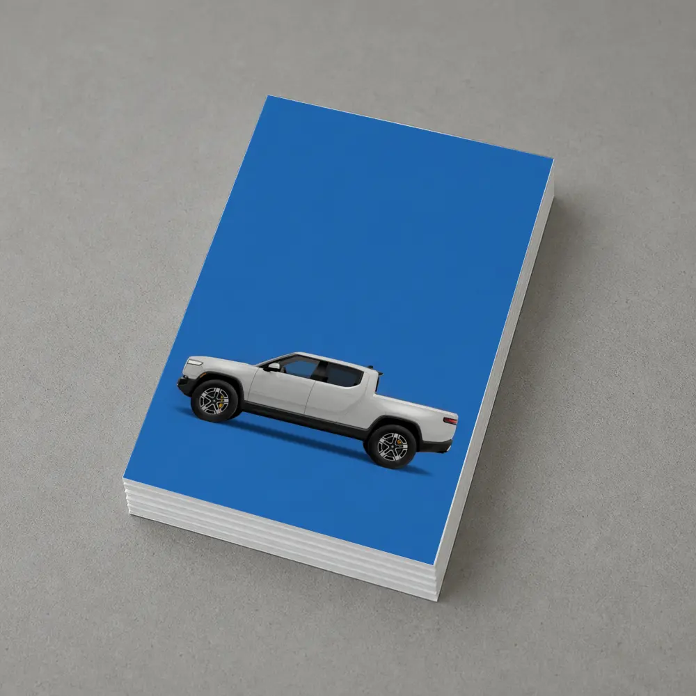 Rivian R1T White Truck Blue Background – Postcards