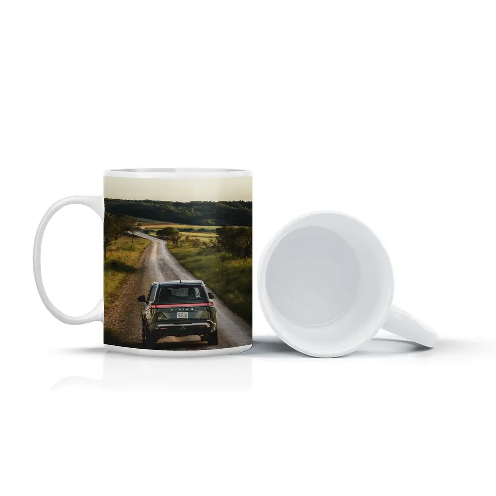 Rivian R1S On Rural Country Dirt Road – Mugs