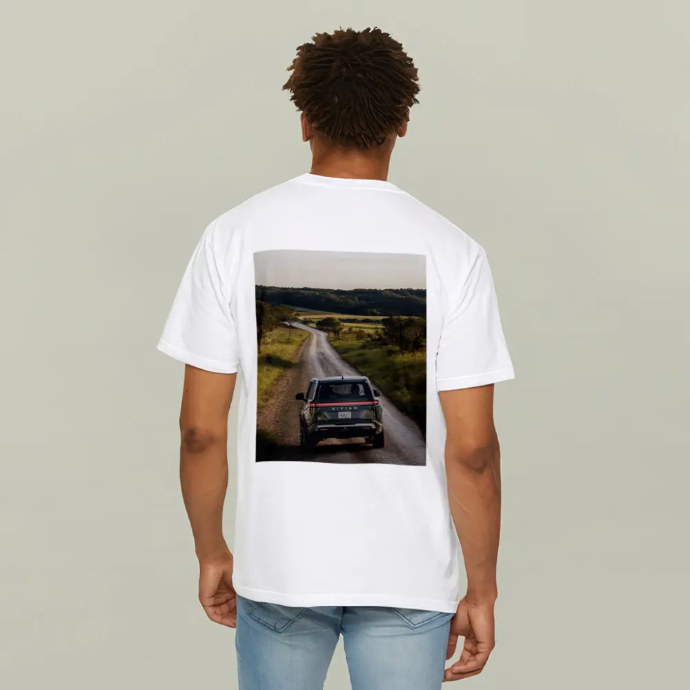 Rivian R1S On Rural Country Dirt Road – T-Shirts