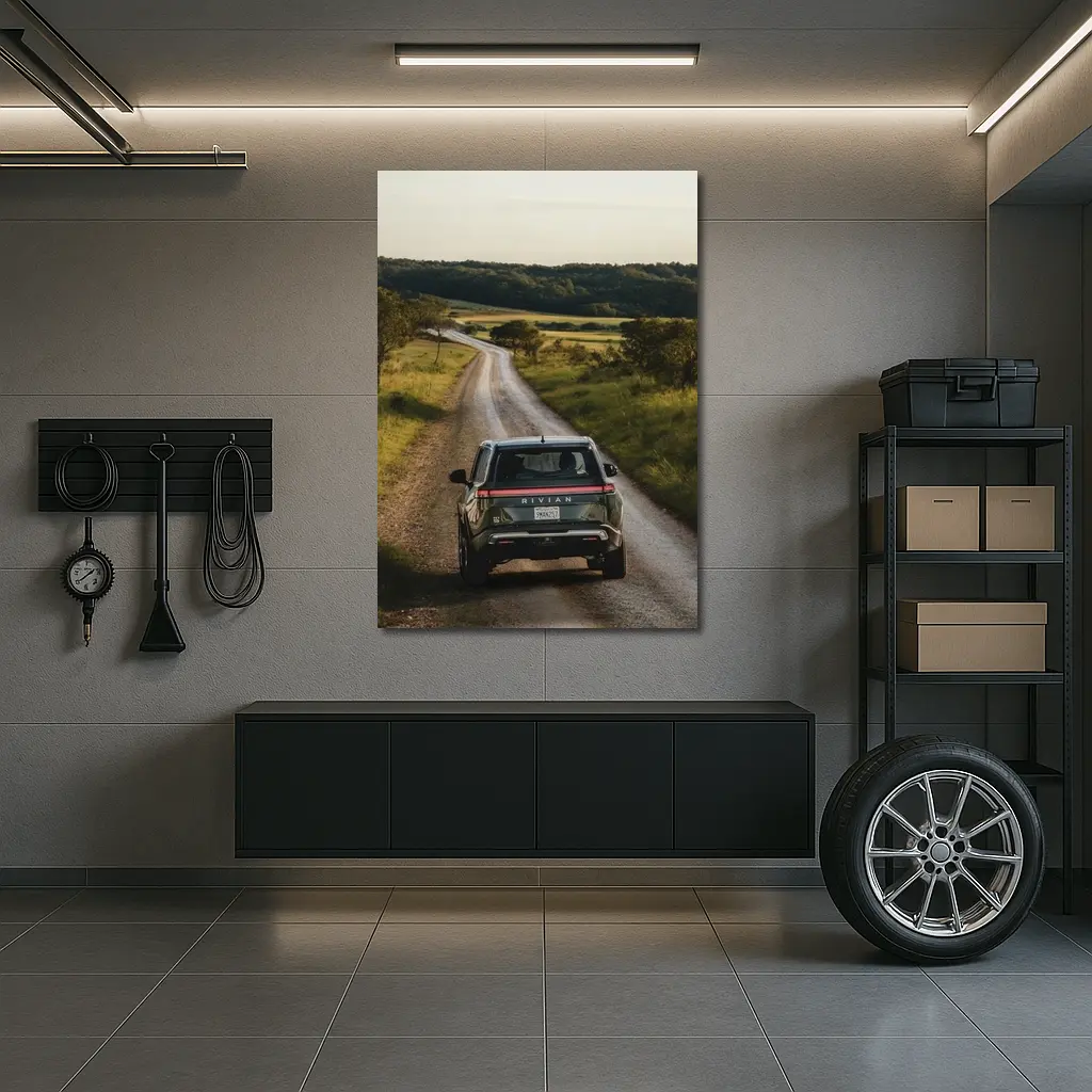 Rivian R1S On Rural Country Dirt Road – Wall Art