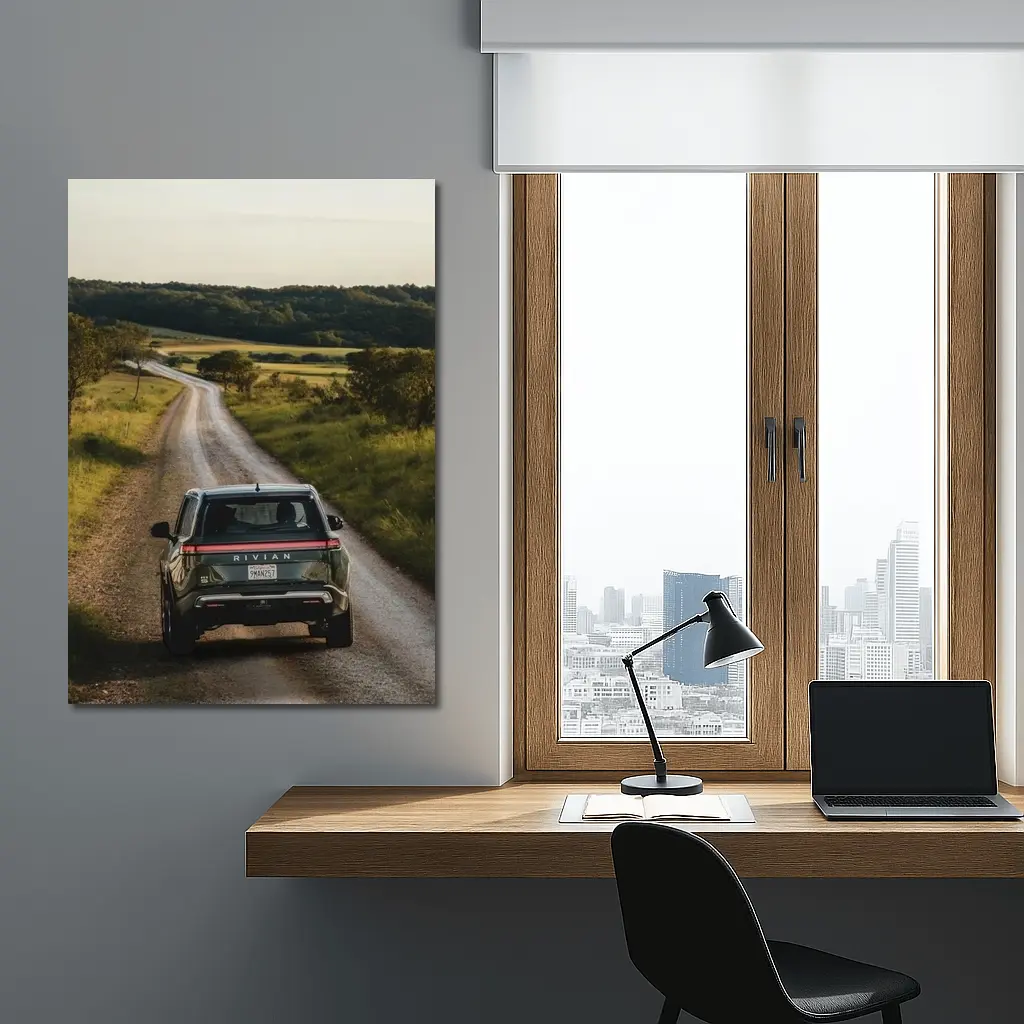 Rivian R1S On Rural Country Dirt Road – Wall Art