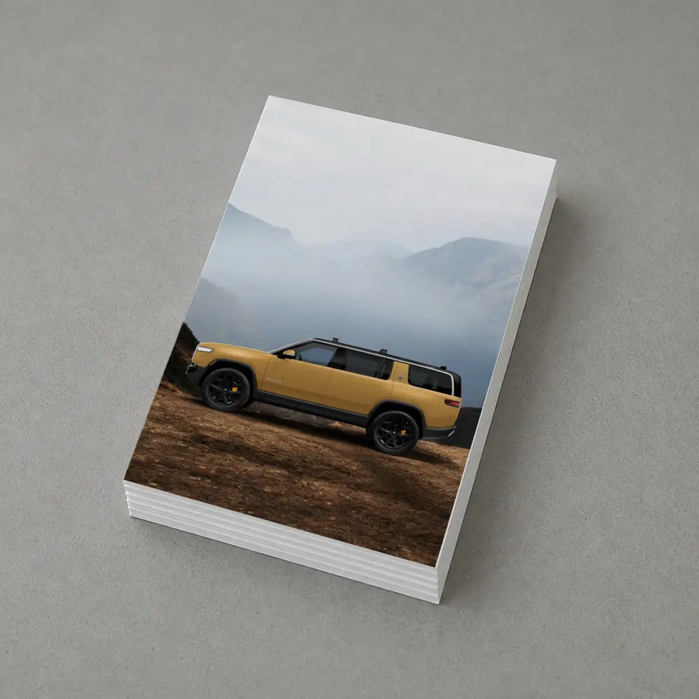 Rivian R1S Yellow SUV Mountain Landscape – Postcards