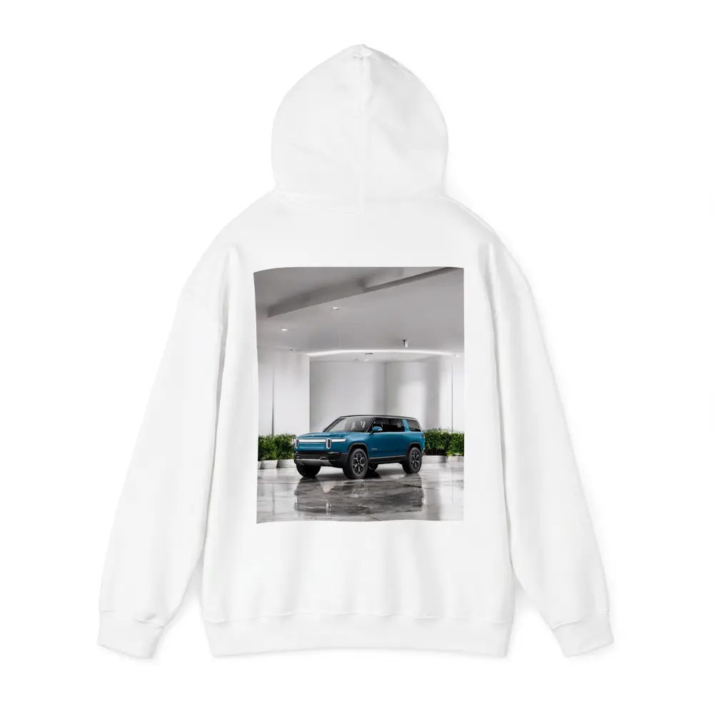 Rivian R1S Electric SUV White Studio – Hoodies