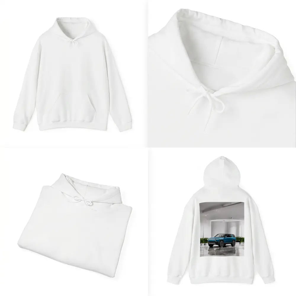Rivian R1S Electric SUV White Studio – Hoodies