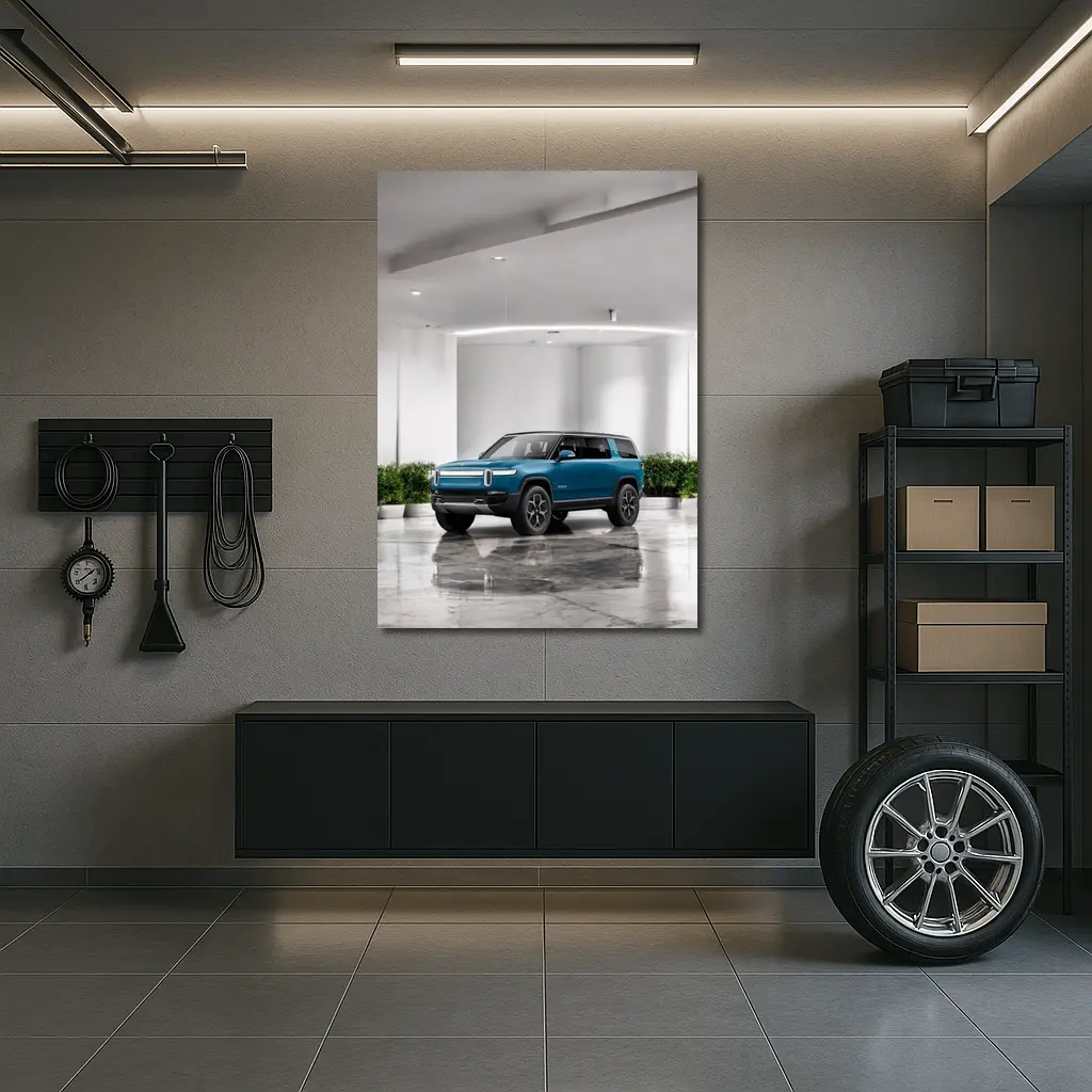 Rivian R1S Electric SUV White Studio – Wall Art