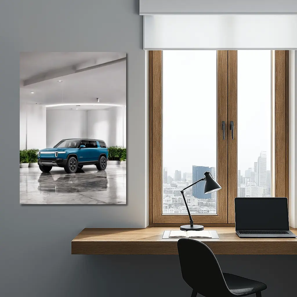 Rivian R1S Electric SUV White Studio – Wall Art