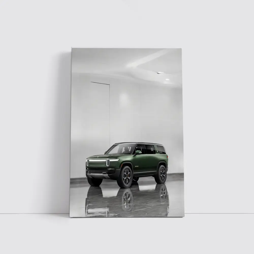Rivian R1S Green SUV Clean White Studio – Wall Art
