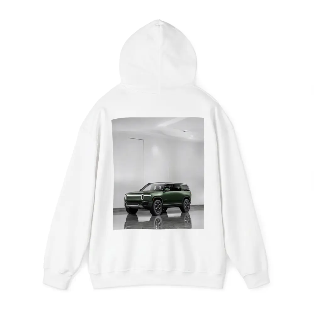 Rivian R1S Green SUV Clean White Studio – Hoodies