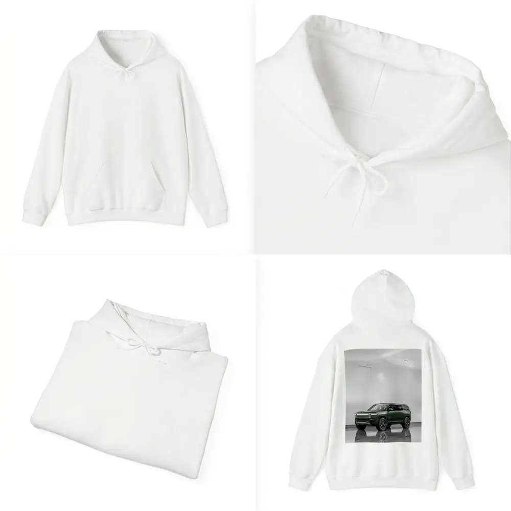 Rivian R1S Green SUV Clean White Studio – Hoodies