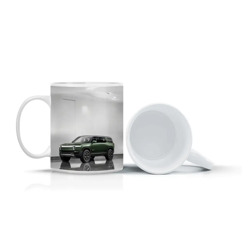 Rivian R1S Green SUV Clean White Studio – Mugs
