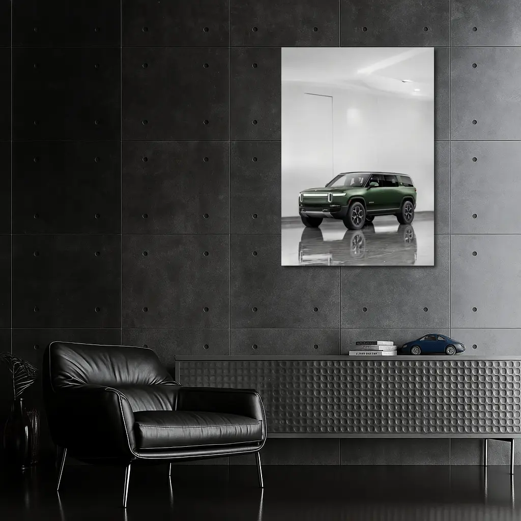 Rivian R1S Green SUV Clean White Studio – Wall Art