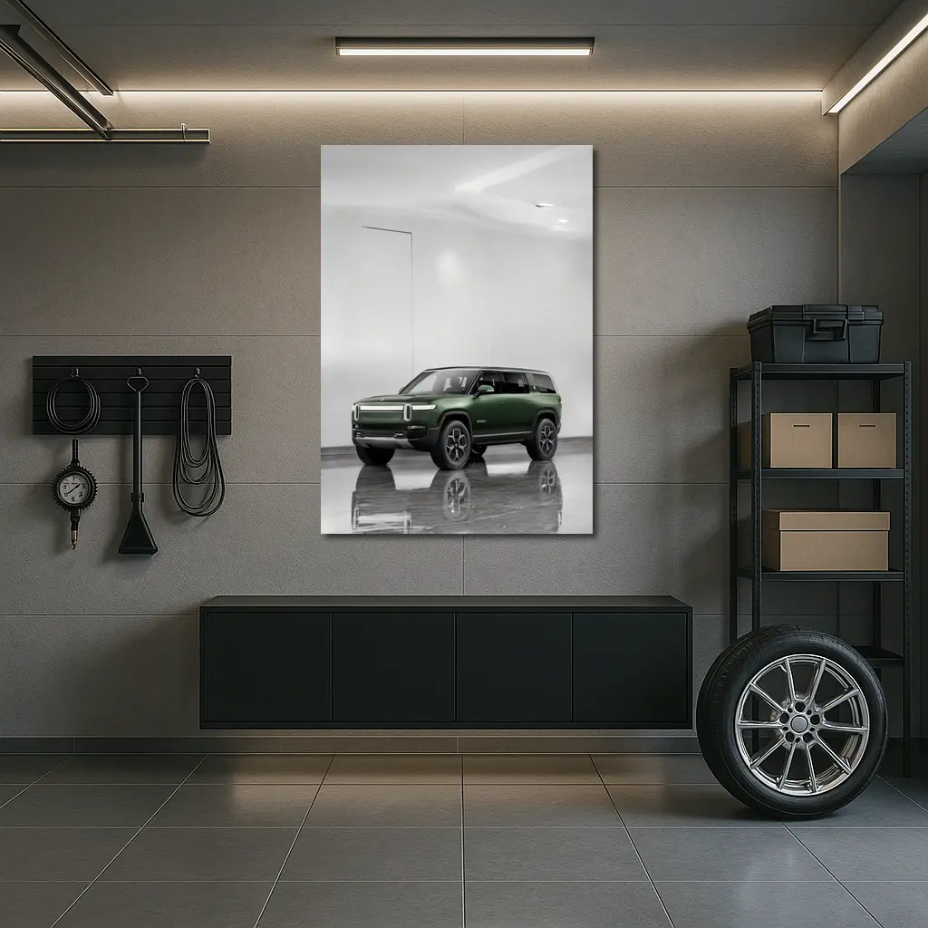 Rivian R1S Green SUV Clean White Studio – Wall Art