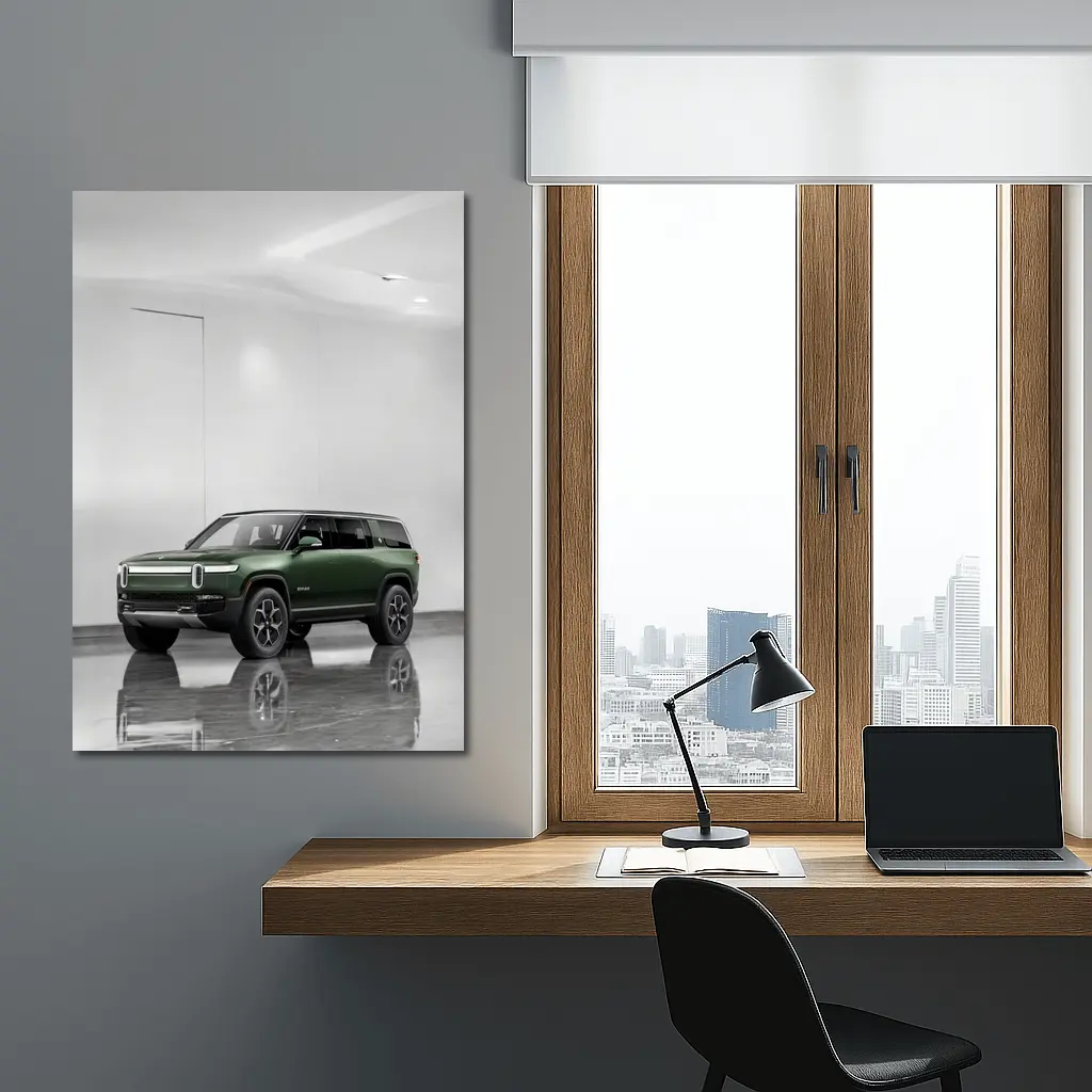 Rivian R1S Green SUV Clean White Studio – Wall Art