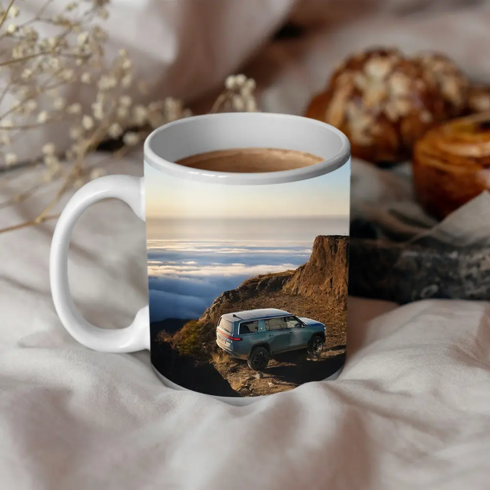 Rivian R1S SUV Above Mountain Clouds – Mugs