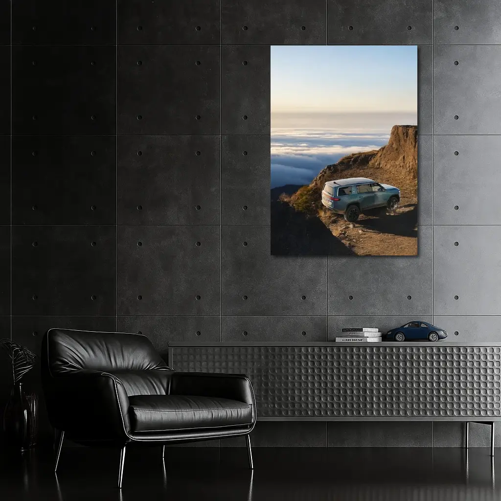 Rivian R1S SUV Above Mountain Clouds – Wall Art