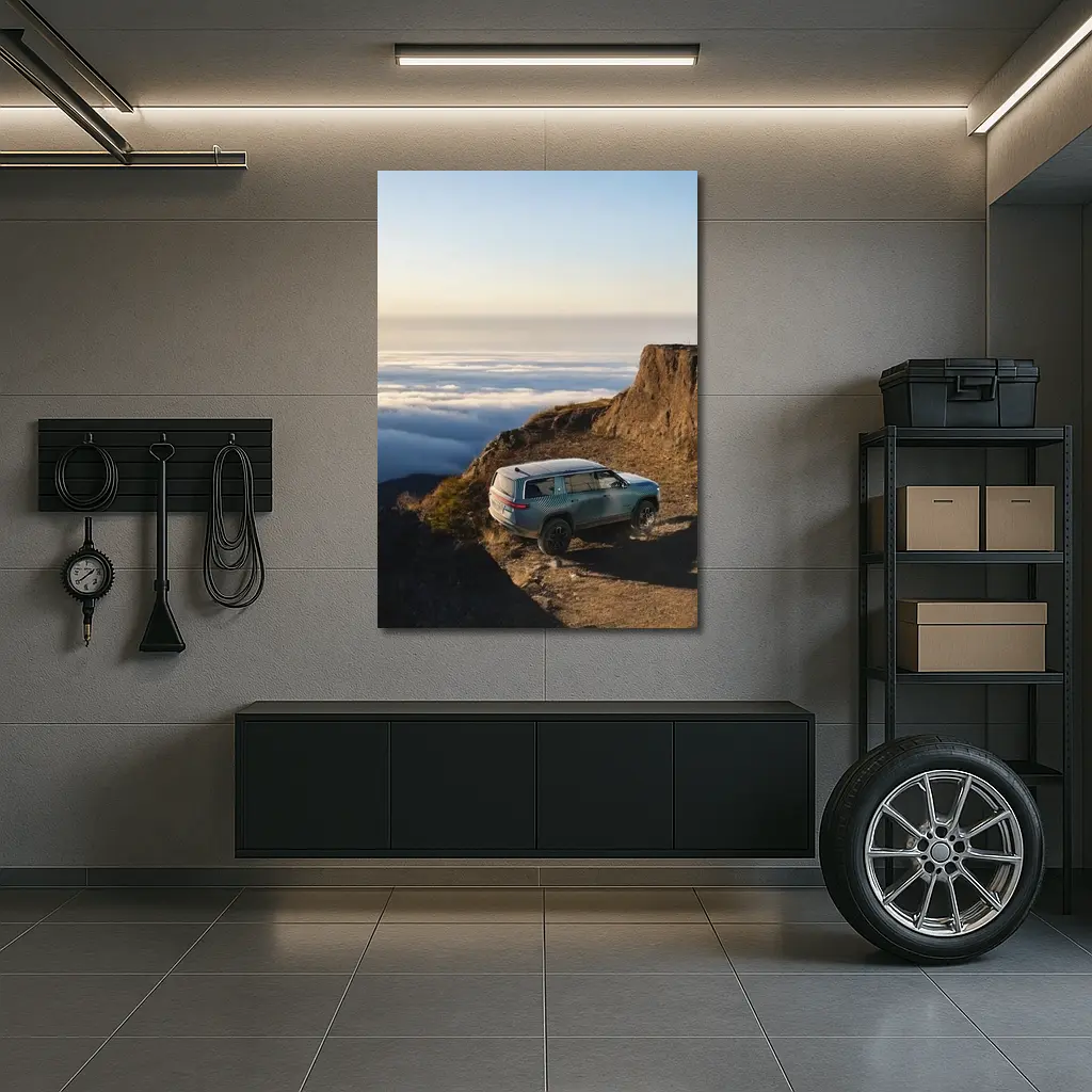 Rivian R1S SUV Above Mountain Clouds – Wall Art