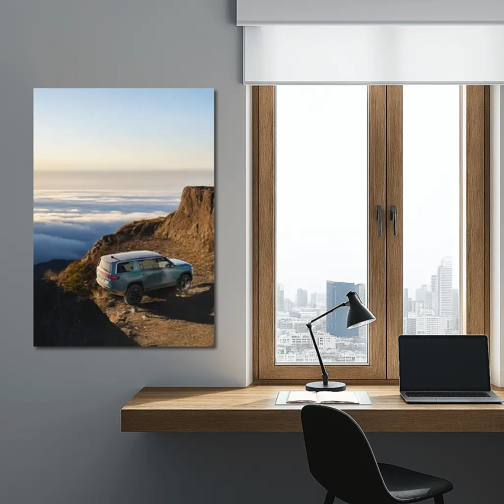 Rivian R1S SUV Above Mountain Clouds – Wall Art