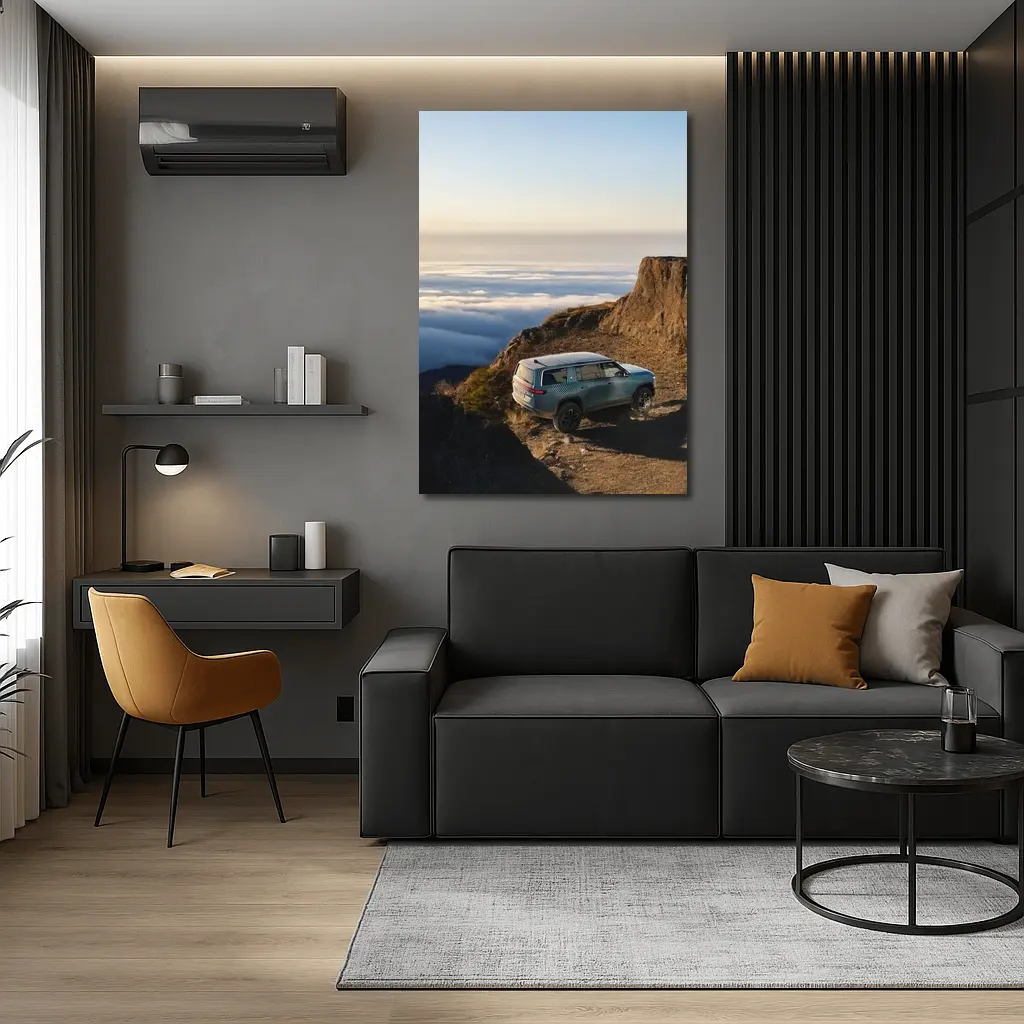 Rivian R1S SUV Above Mountain Clouds – Wall Art