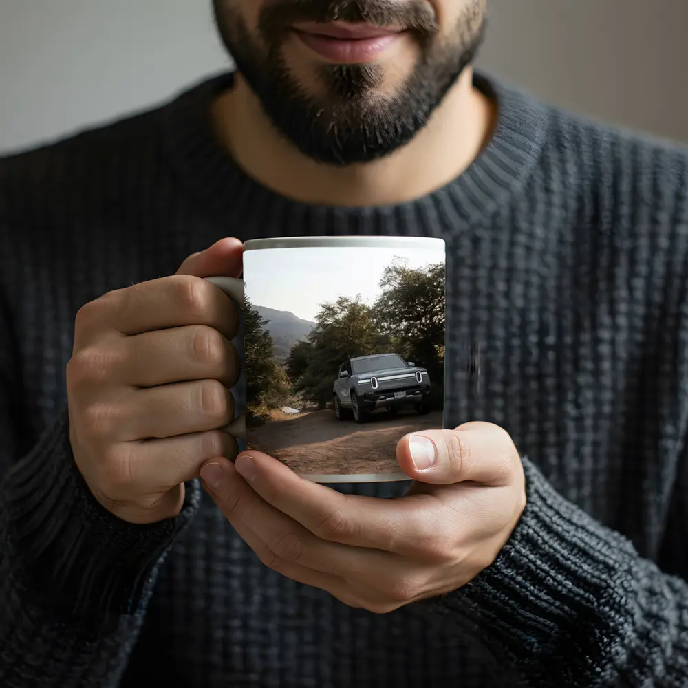 Rivian R1T Electric Truck Dirt Road Forest – Mugs