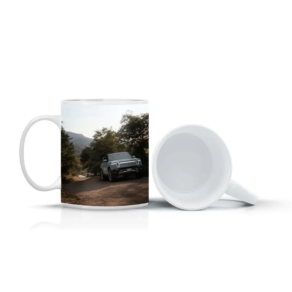 Rivian R1T Electric Truck Dirt Road Forest – Mugs