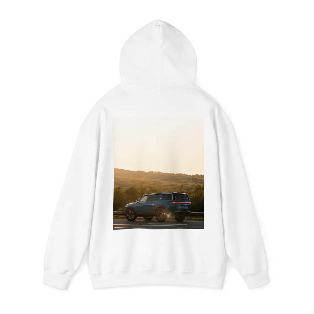 Rivian R1S SUV Golden Hour Road – Hoodies