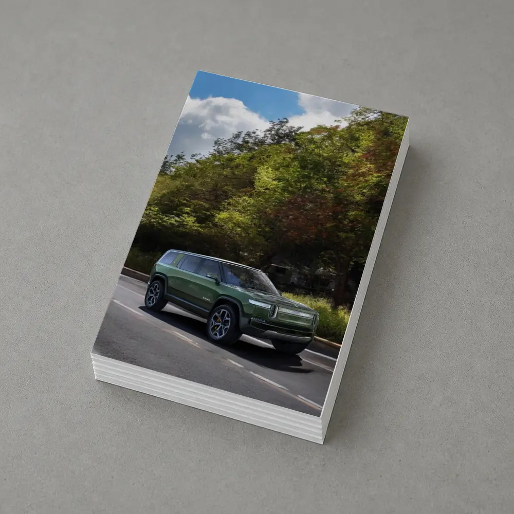 Rivian R1S Green SUV Forest Road Drive – Postcards